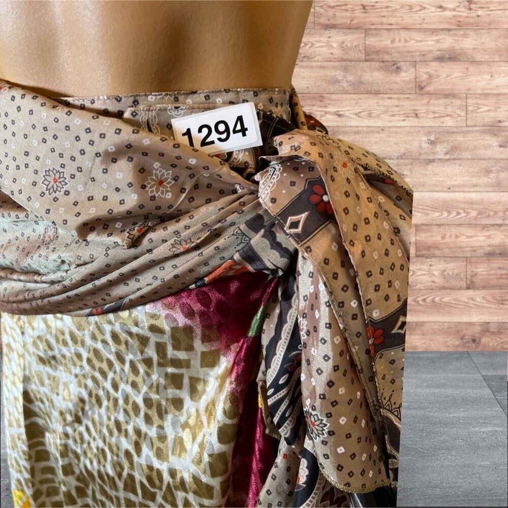 Boho Wrap Skirt Double Layer Sari One Size Multi Wear 36 Travel Festival Hippie - Picture 6 of 6
